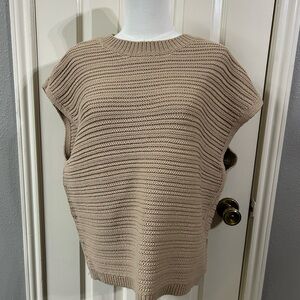 On 34th Women's Tan Textured-stitch Sleeveless Sweater Size XL